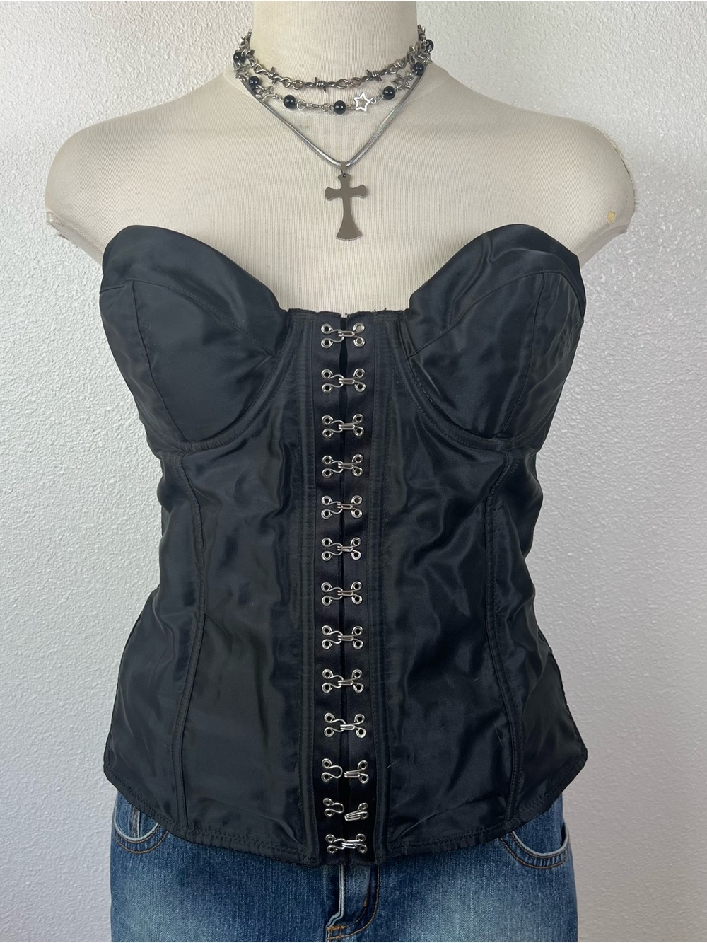 Black Lace-Up Bustier Corset Top
